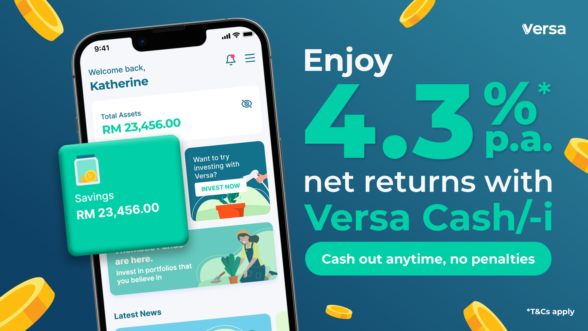 Enjoy 4.3% p.a. Net Return Rate Promotion  with Versa Cash and Versa Cash-i